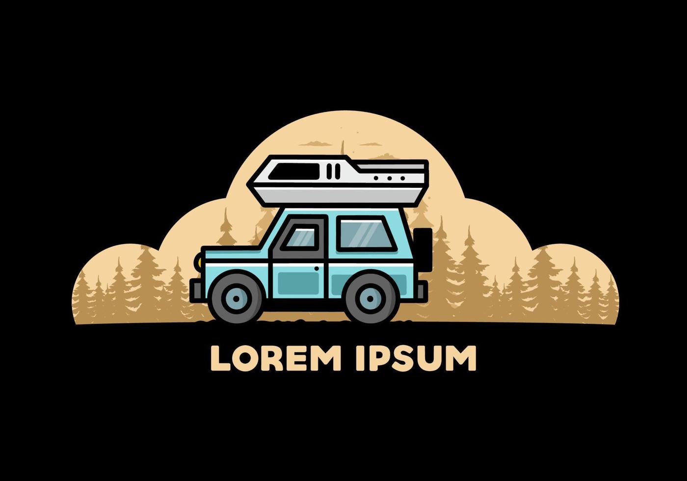 av väg fordon bil camping illustration bricka design vektor