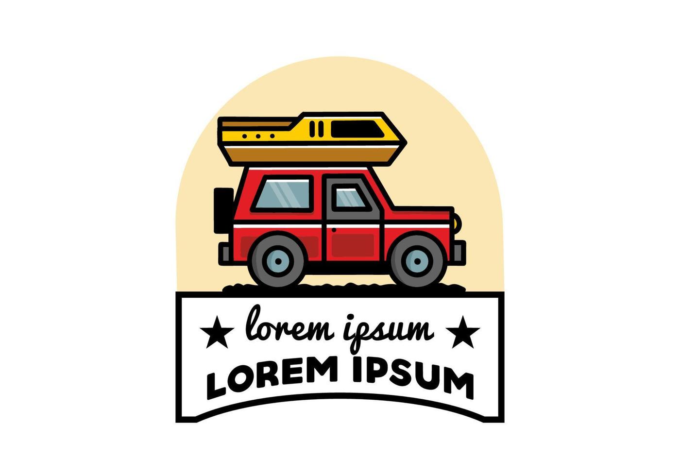 av väg fordon bil camping illustration bricka design vektor