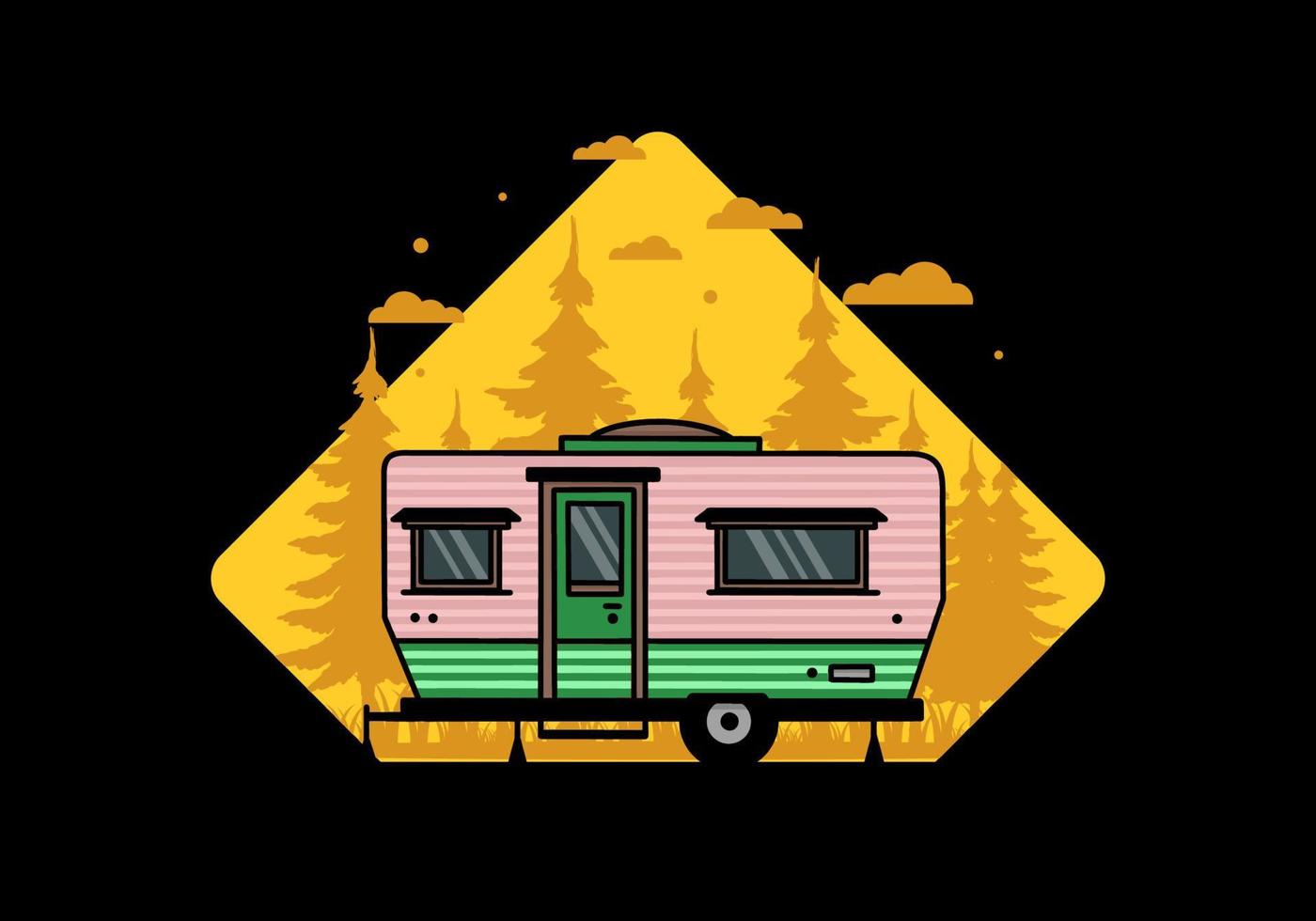 Teardrop Van Camper Illustration Abzeichen Design vektor