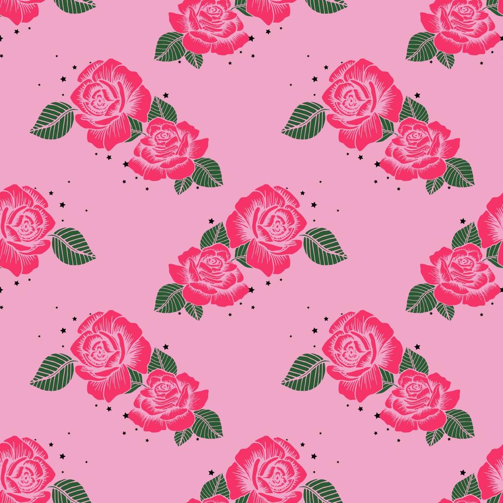 rote Rose floral nahtlose Vektor-Illustration-Muster-Hintergrund. Design für den Einsatz auf Textildruck, Geschenkpapier und anderen Hintergründen. vektor