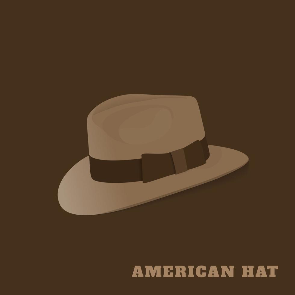 amerikanische Hut- oder Panamahut-Vorlage in braunem und cremefarbenem Design vektor