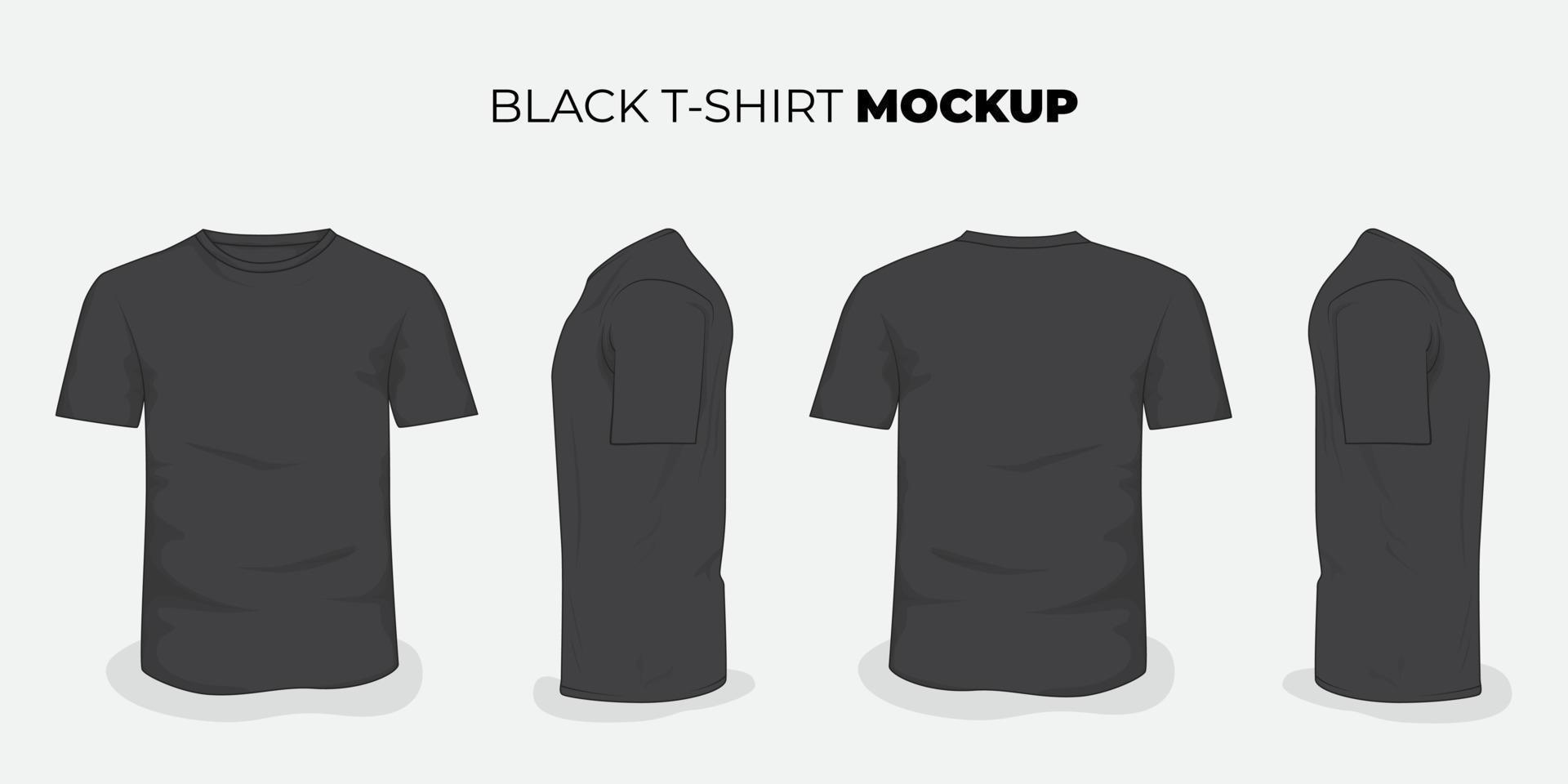 satz von t-shirt mock-up-design in schwarzer farbe für produktwerbedesign vektor