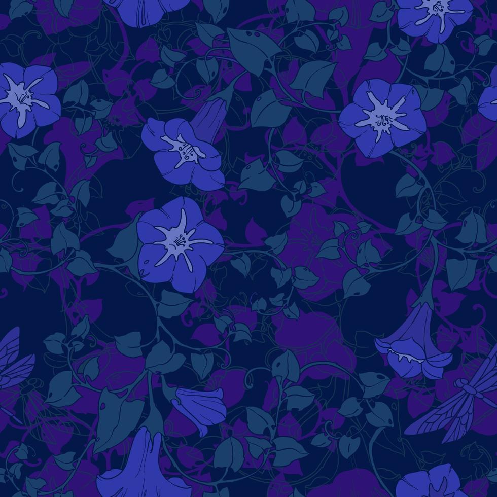 sömlös mönster lockigt vinda blommor. blommig vektor Färg illustration.