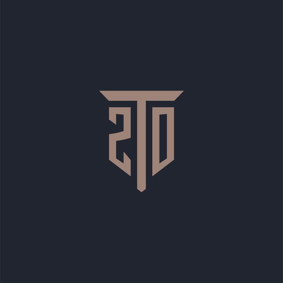 zo initiales Logo-Monogramm mit Säulen-Icon-Design vektor