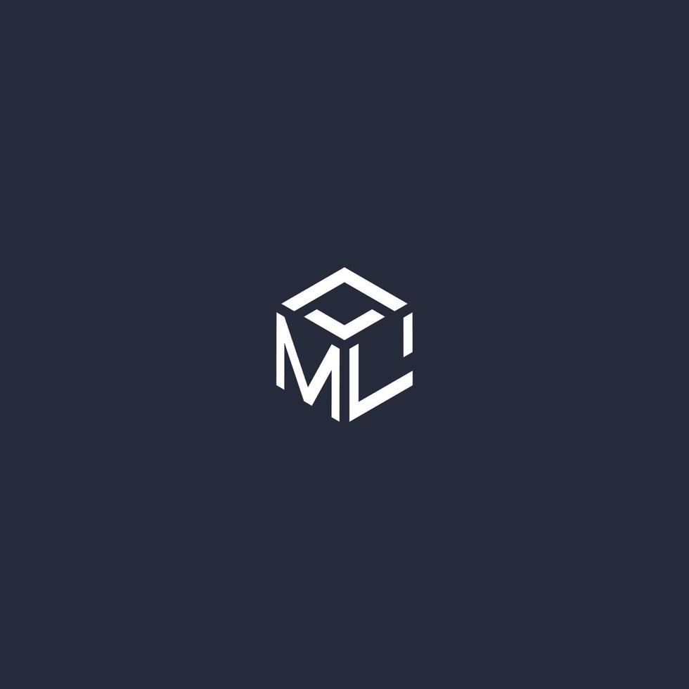 ml anfängliches Hexagon-Logo-Design vektor