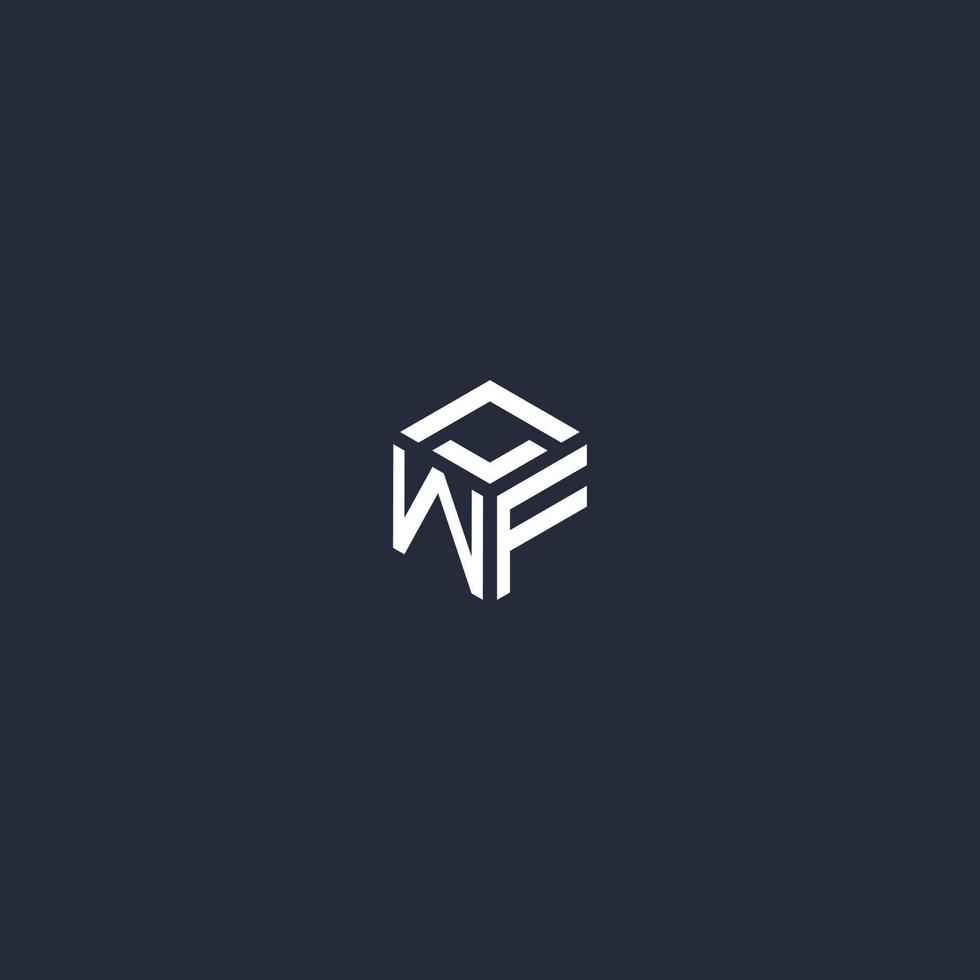 wf anfängliches Hexagon-Logo-Design vektor
