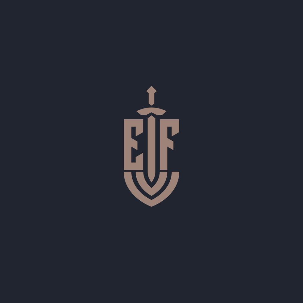 ef-Logo-Monogramm mit Designvorlage im Stil von Schwert und Schild vektor