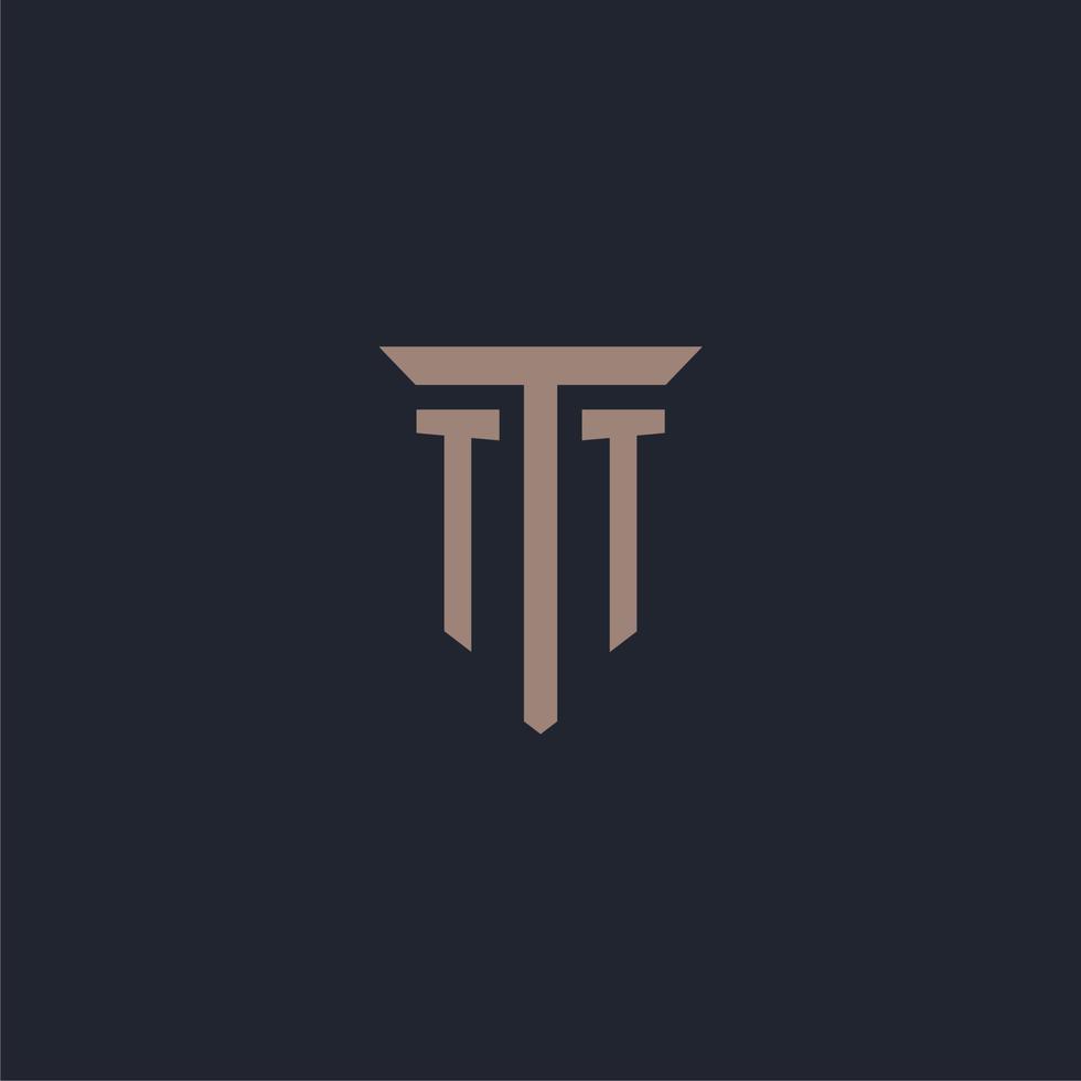 tt anfängliches Logo-Monogramm mit Säulen-Icon-Design vektor