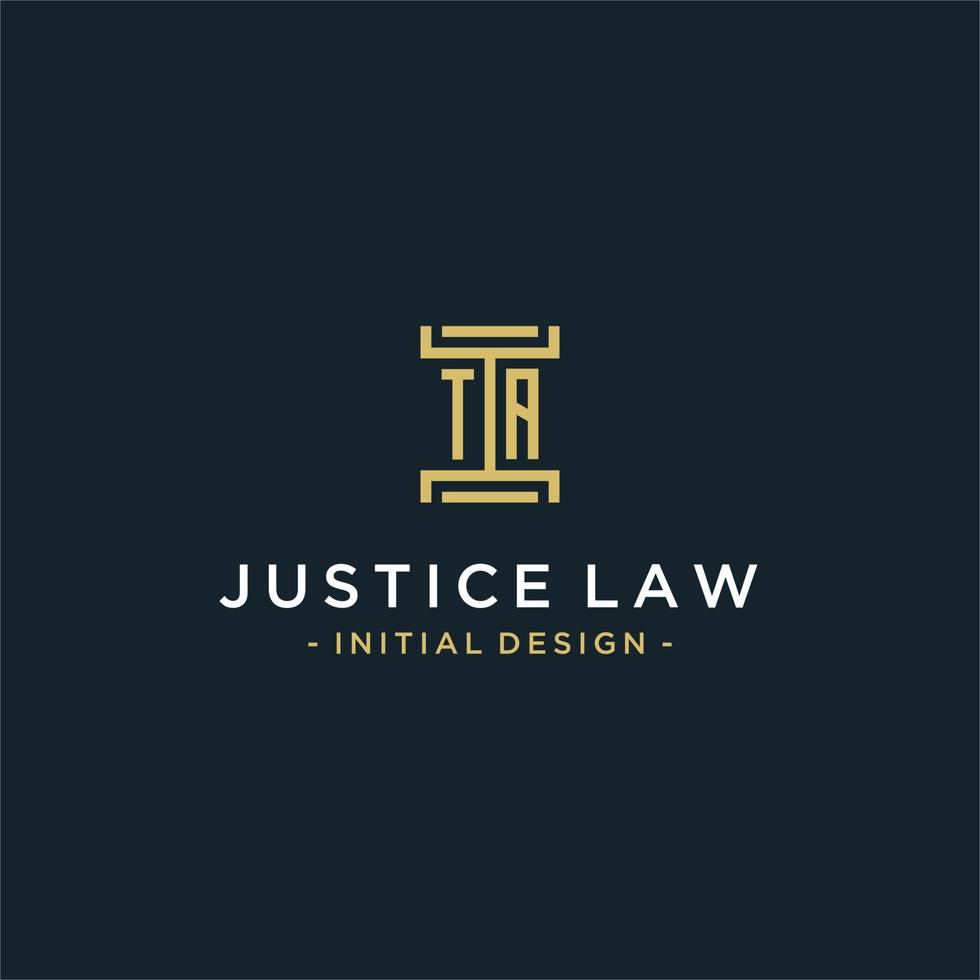 ta anfängliches Logo-Monogramm-Design für Rechts-, Anwalts-, Anwalts- und Anwaltskanzleivektor vektor