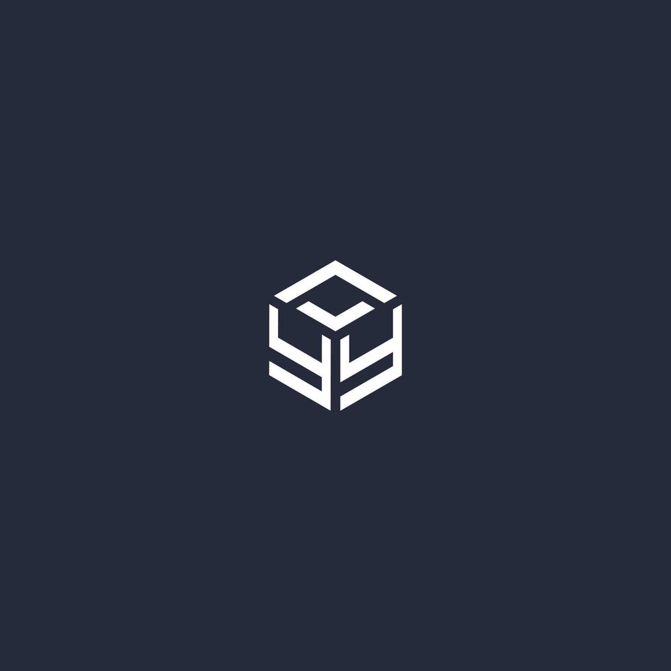 yy anfängliches Hexagon-Logo-Design vektor