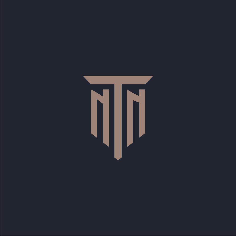 nn anfängliches Logo-Monogramm mit Säulen-Icon-Design vektor