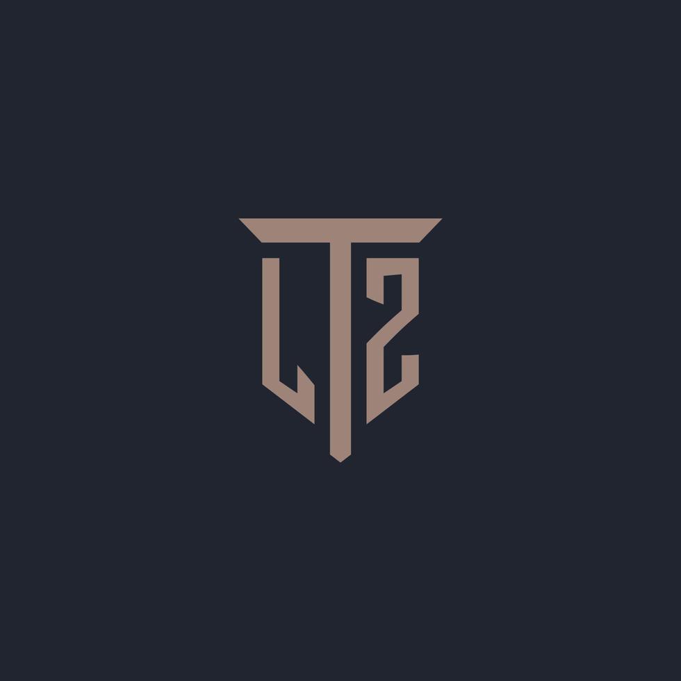 lz anfängliches Logo-Monogramm mit Säulen-Icon-Design vektor
