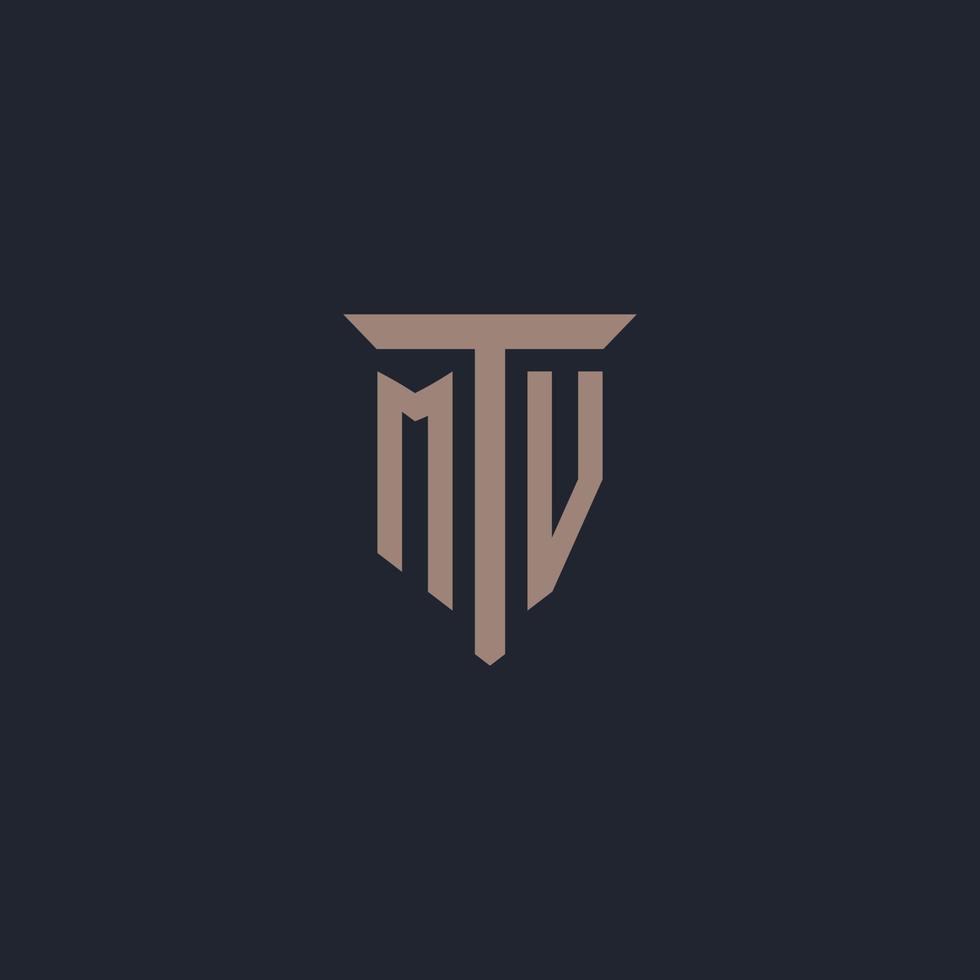 mv initiales Logo-Monogramm mit Säulen-Icon-Design vektor