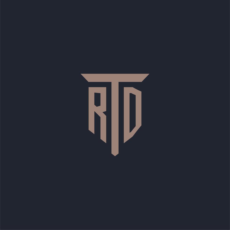 rd-Anfangslogo-Monogramm mit Säulen-Icon-Design vektor