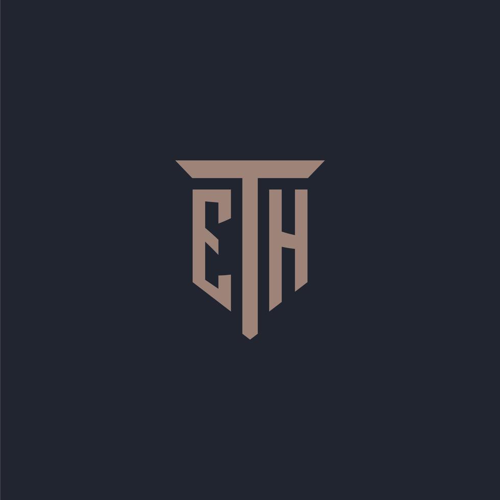 eh anfängliches Logo-Monogramm mit Säulen-Icon-Design vektor
