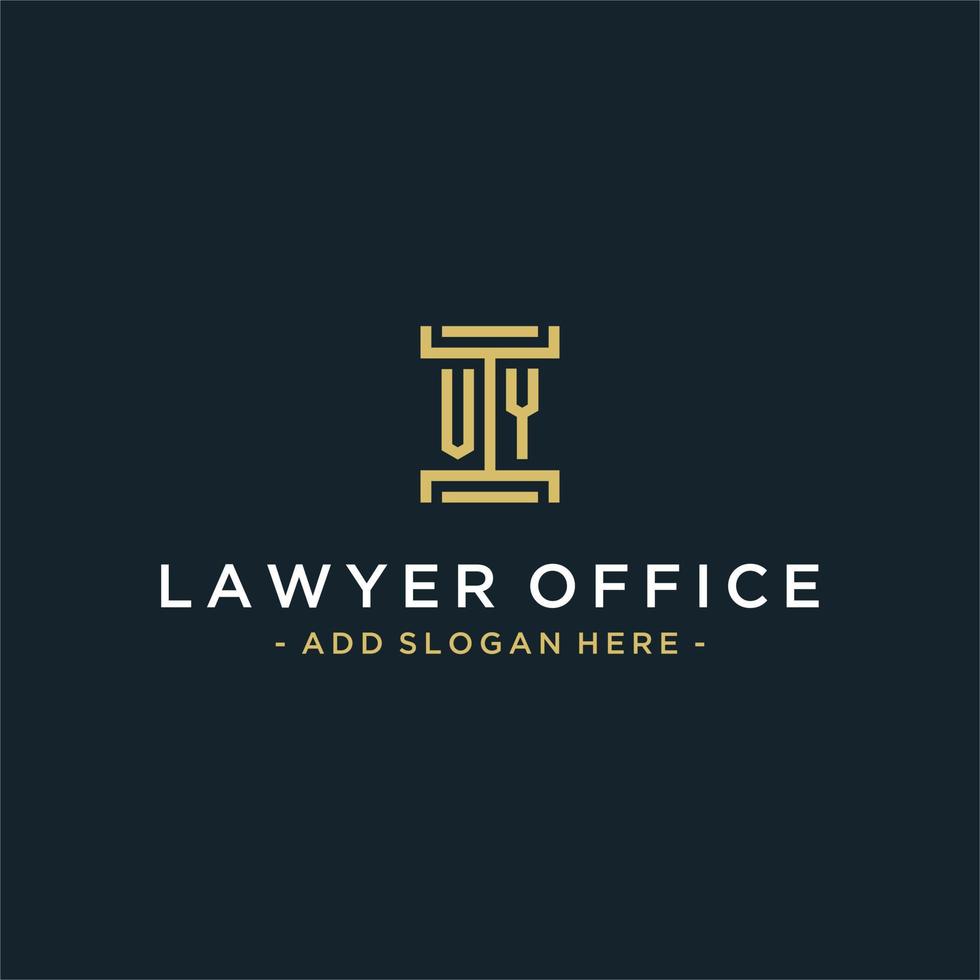 vy anfängliches Logo-Monogramm-Design für Rechts-, Anwalts-, Anwalts- und Anwaltskanzleivektor vektor