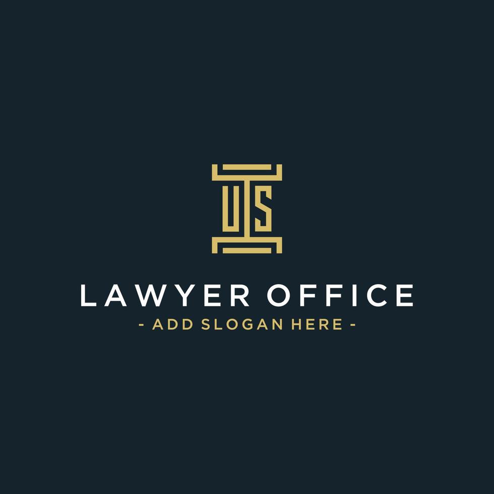 uns anfängliches Logo-Monogramm-Design für Rechts-, Anwalts-, Anwalts- und Anwaltskanzleivektor vektor