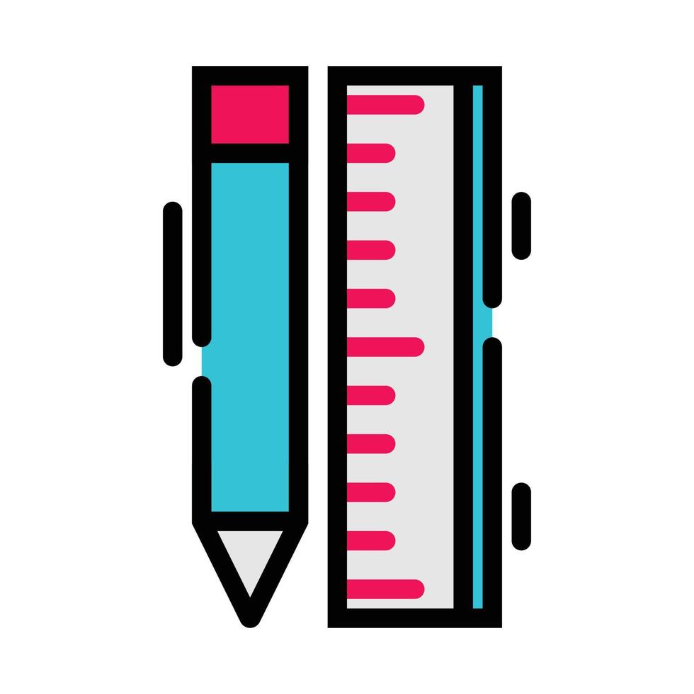 penna och linjal ikon vektor