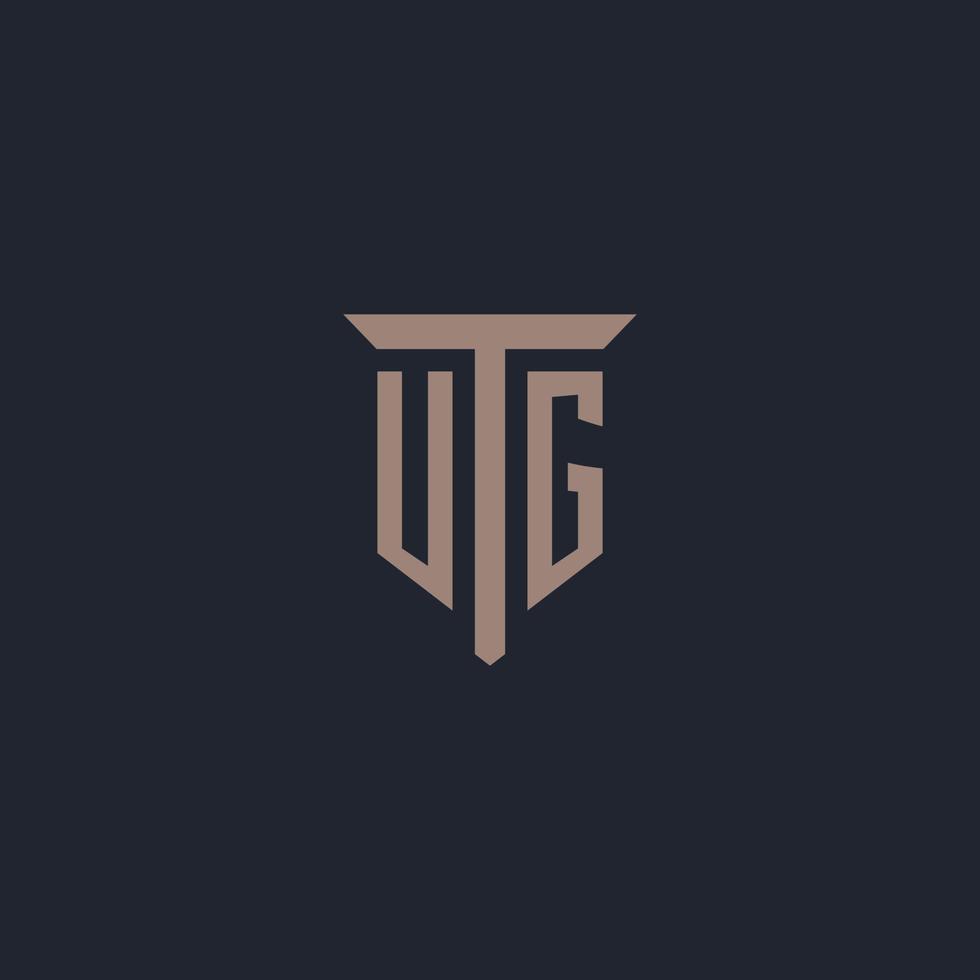 ug initiales Logo-Monogramm mit Säulen-Icon-Design vektor