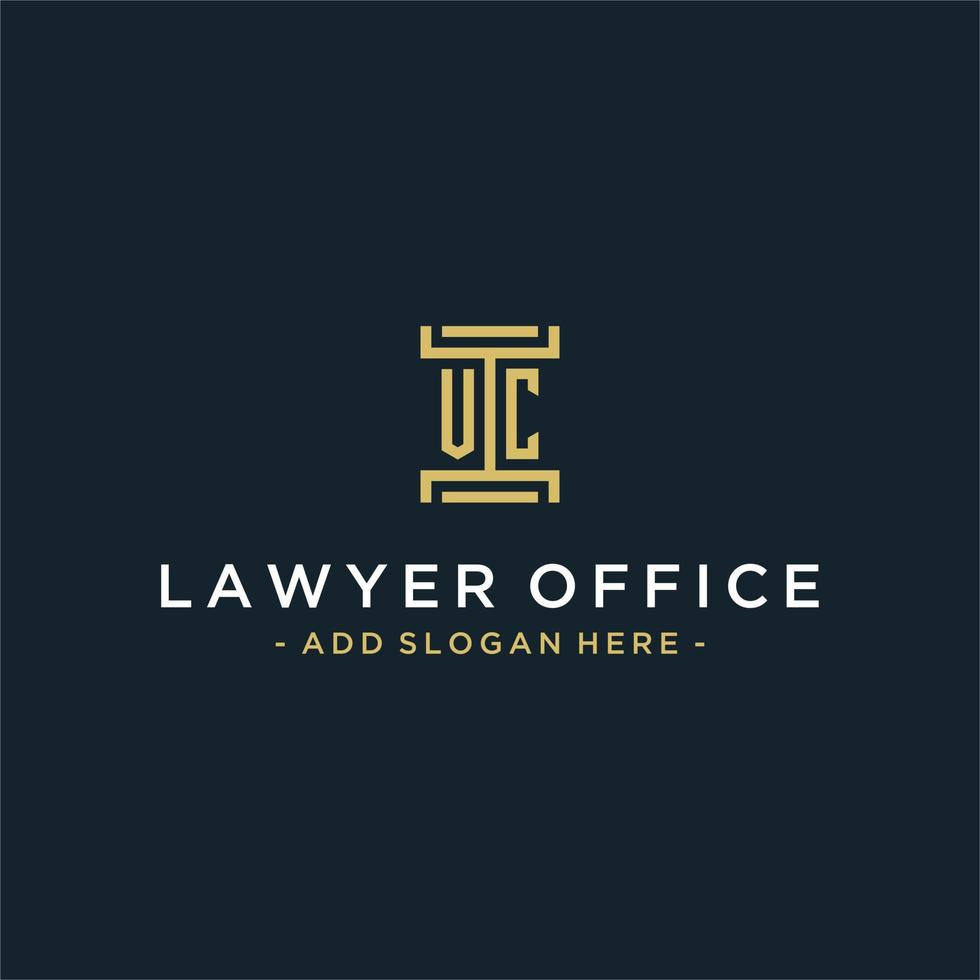 vc första logotyp monogram design för Rättslig, advokat, advokat och lag fast vektor