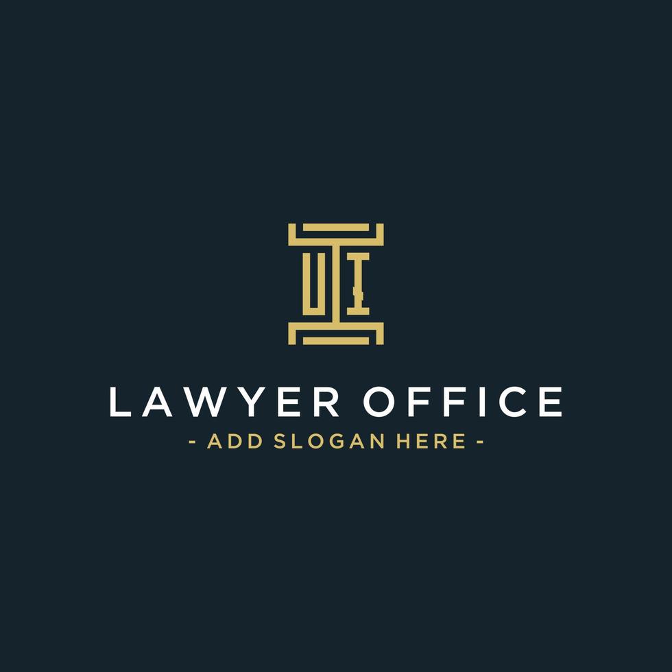 ui första logotyp monogram design för Rättslig, advokat, advokat och lag fast vektor