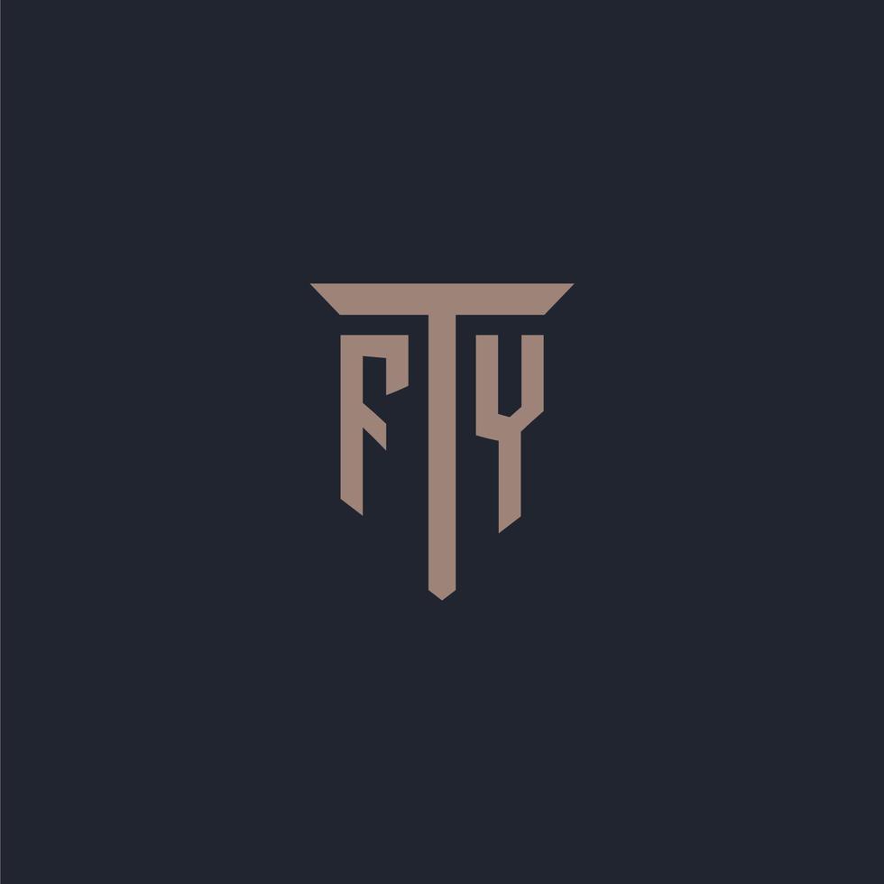 fy första logotyp monogram med pelare ikon design vektor