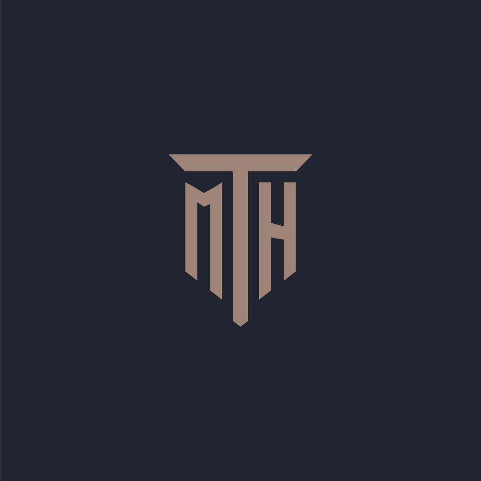 mh initiales Logo-Monogramm mit Säulen-Icon-Design vektor