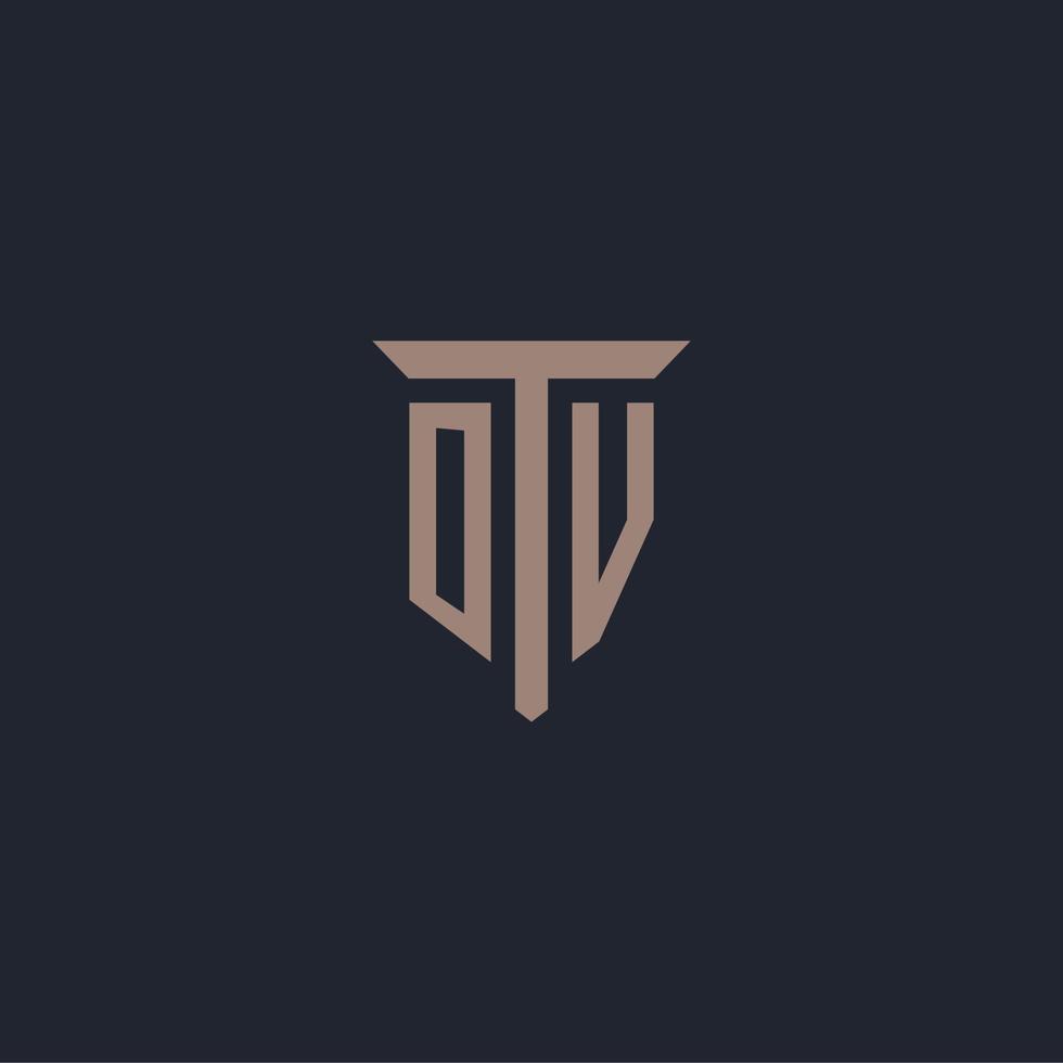 ov anfängliches Logo-Monogramm mit Säulen-Icon-Design vektor