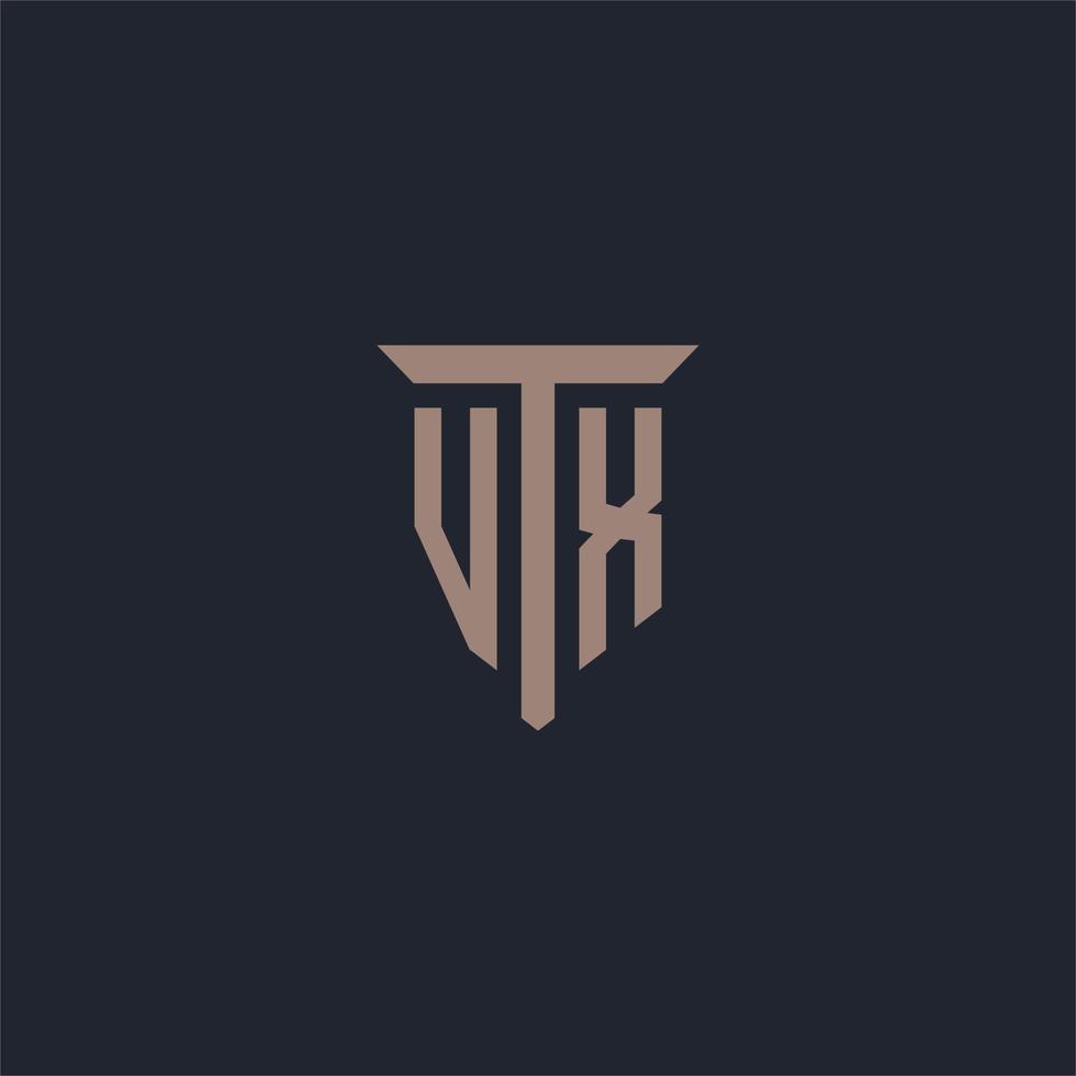 vx initiales Logo-Monogramm mit Säulen-Icon-Design vektor