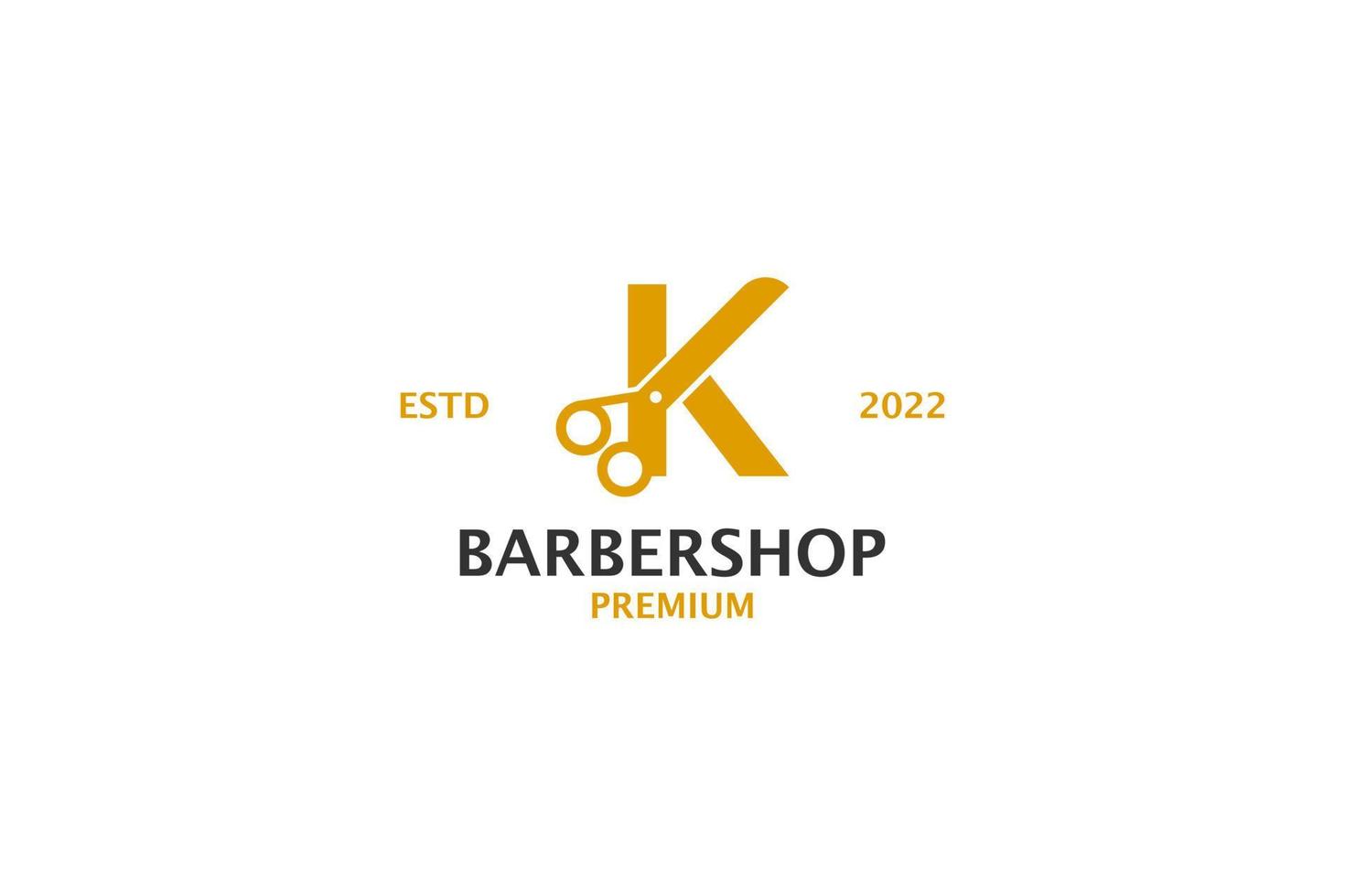 Buchstabe k Barbershop Logo Design Vektor Illustration Idee