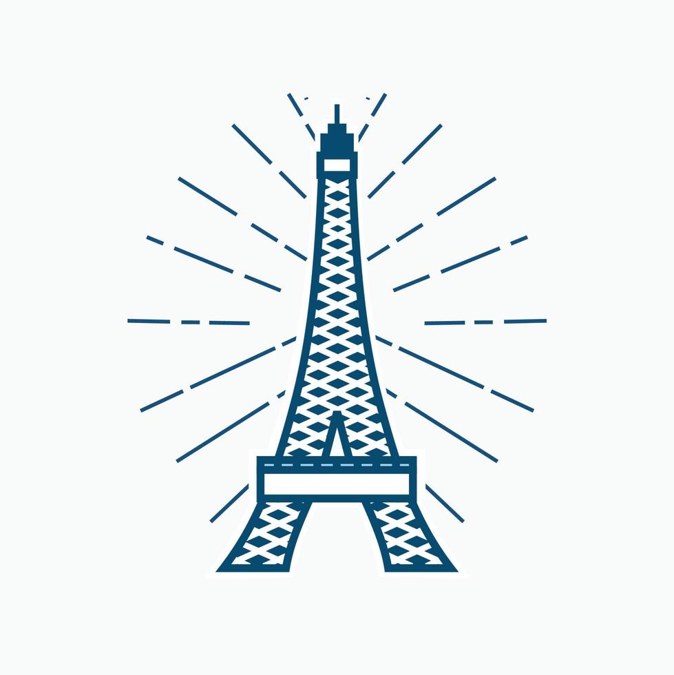 linje dra torn - eiffel torn Frankrike - årgång blå torn silhuett vektor