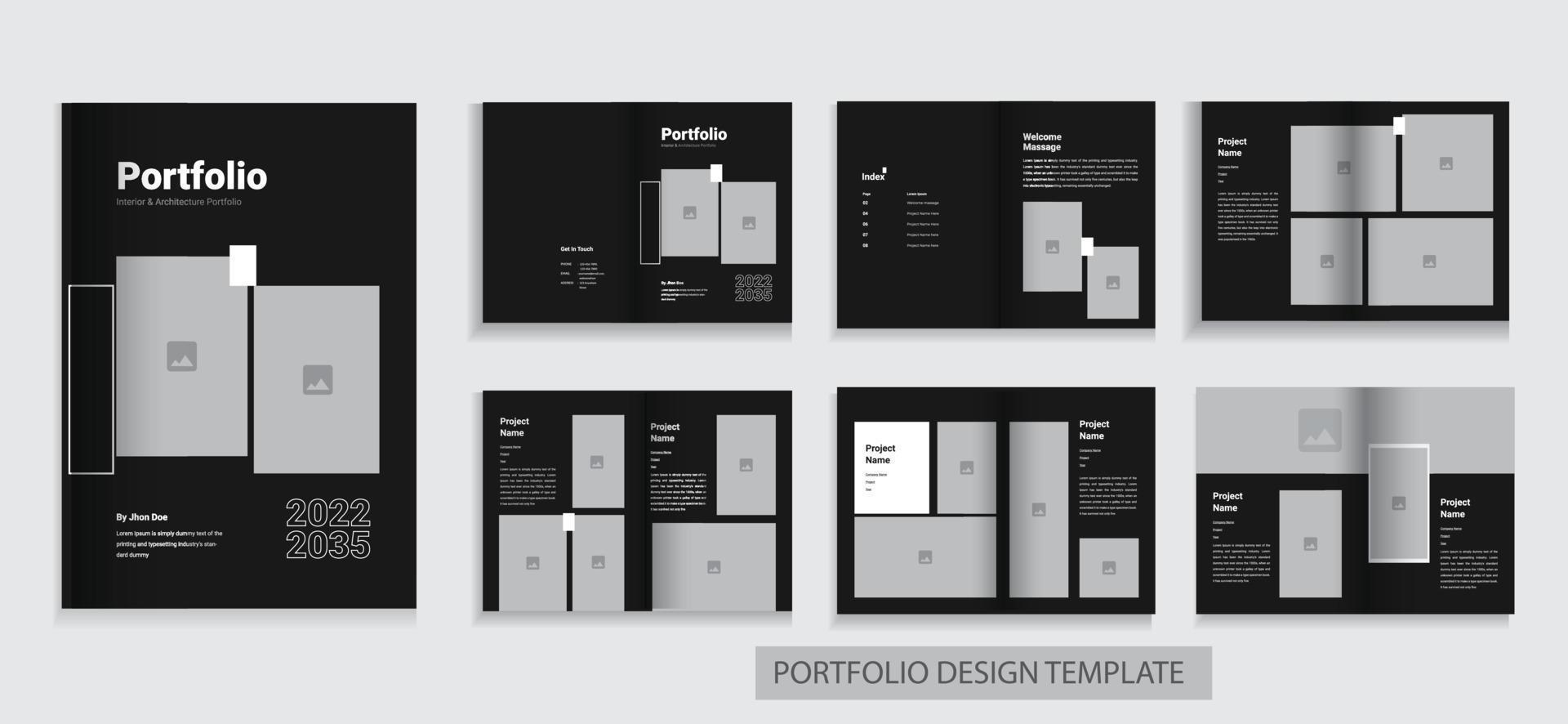mångfaldig portfölj design för arkitektur portfölj design fotografi portfölj redaktionell mall vektor