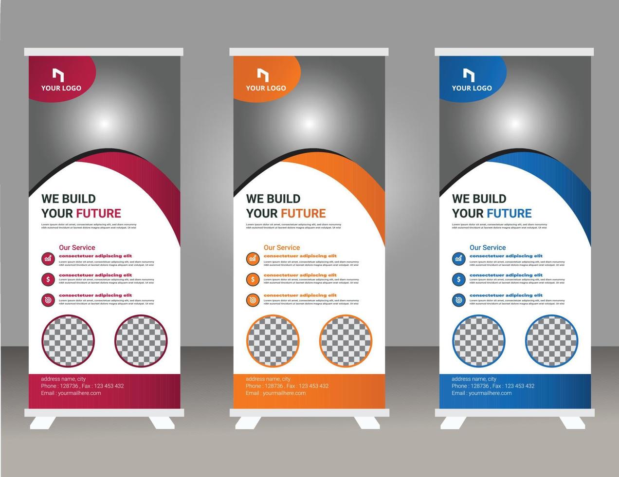 Roll-up-Banner-Design-Vorlage, modernes X-Banner vektor