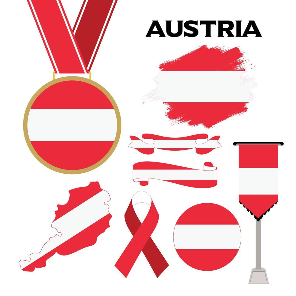 Elemente-Sammlung mit der Flagge von Österreich-Design-Vorlage vektor