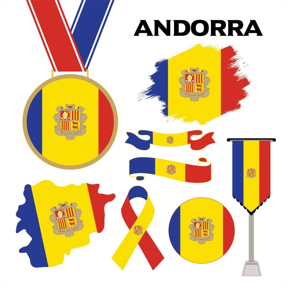 elementsammlung mit der flagge von andorra designvorlage vektor