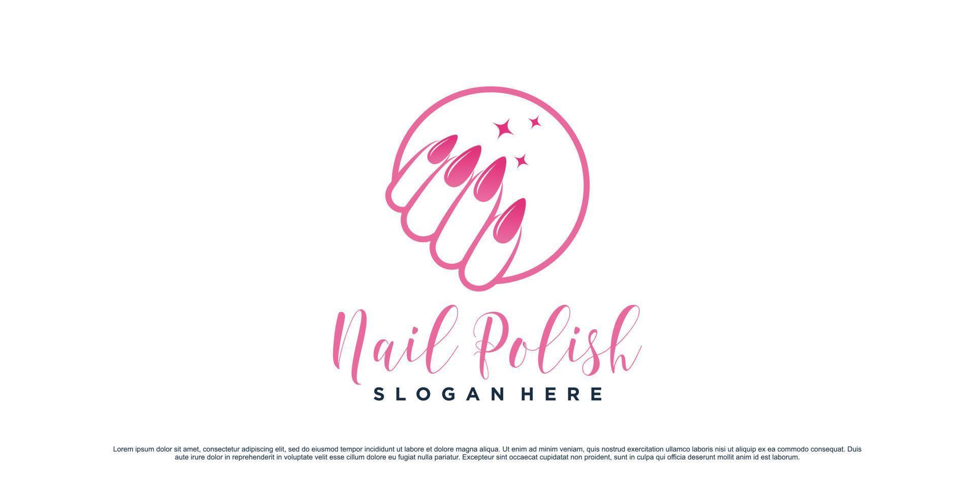 nagellack-logo-design für nagelkunststudio mit kreiskonzept und kreativem element premium-vektor vektor