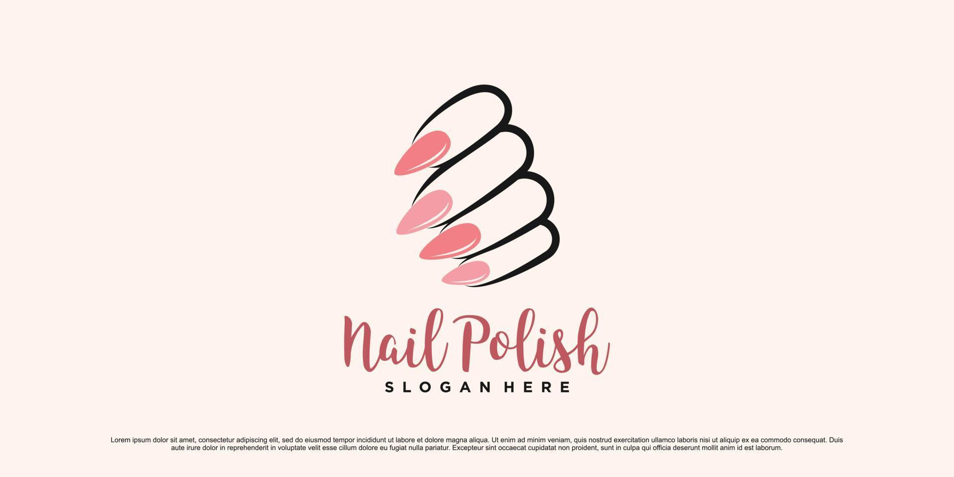 Nagellack und Maniküre-Logo-Design mit Frau Hände Symbol und kreatives Konzept Premium-Vektor vektor