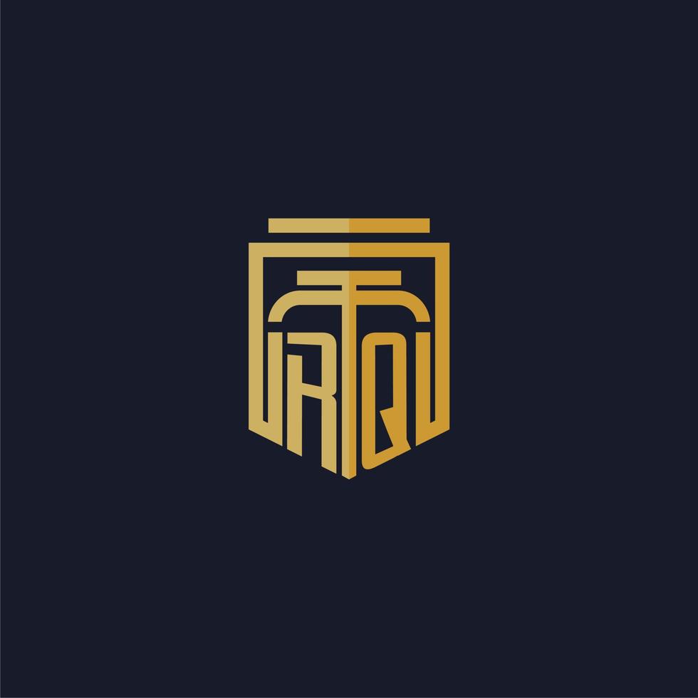 rq första monogram logotyp elegant med skydda stil design för vägg mural advokatbyrå gaming vektor