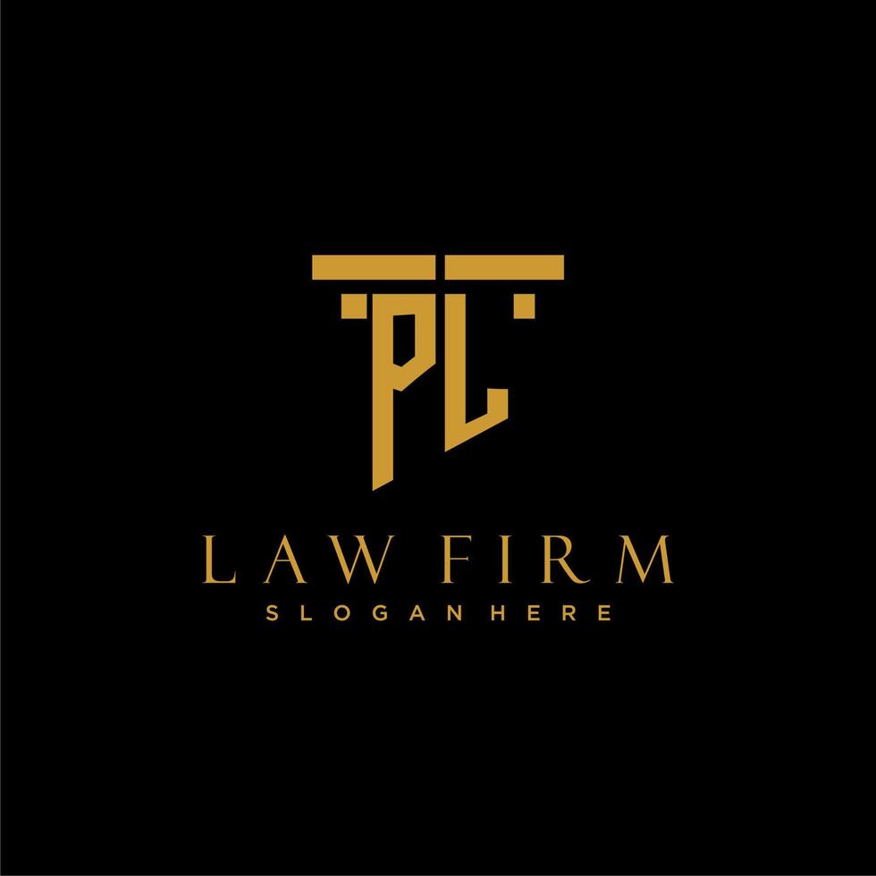 pl monogram första logotyp för advokatbyrå med pelare design vektor