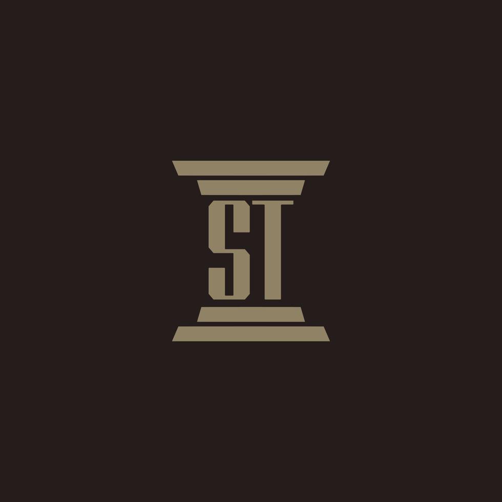 st monogram första logotyp för advokatbyrå med pelare design vektor