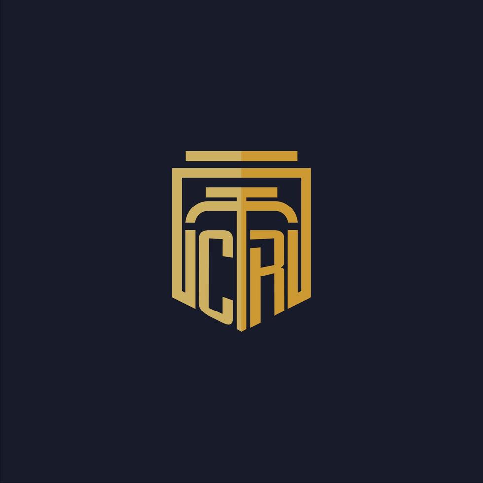 cr initiales monogramm logo elegant mit schild stil design für wandbild anwaltskanzlei gaming vektor