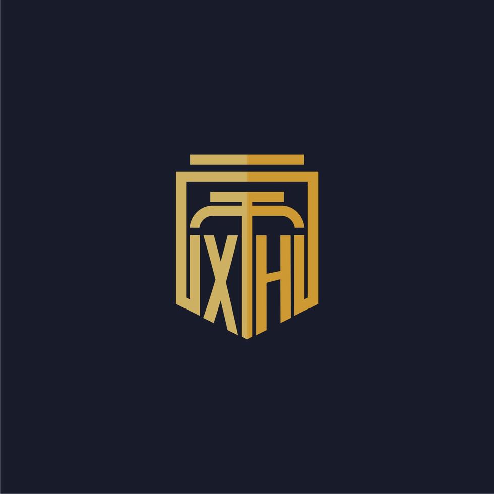 xh första monogram logotyp elegant med skydda stil design för vägg mural advokatbyrå gaming vektor