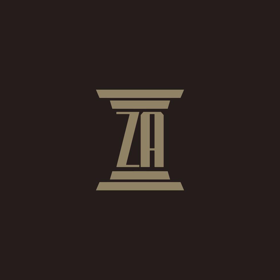 za monogram första logotyp för advokatbyrå med pelare design vektor