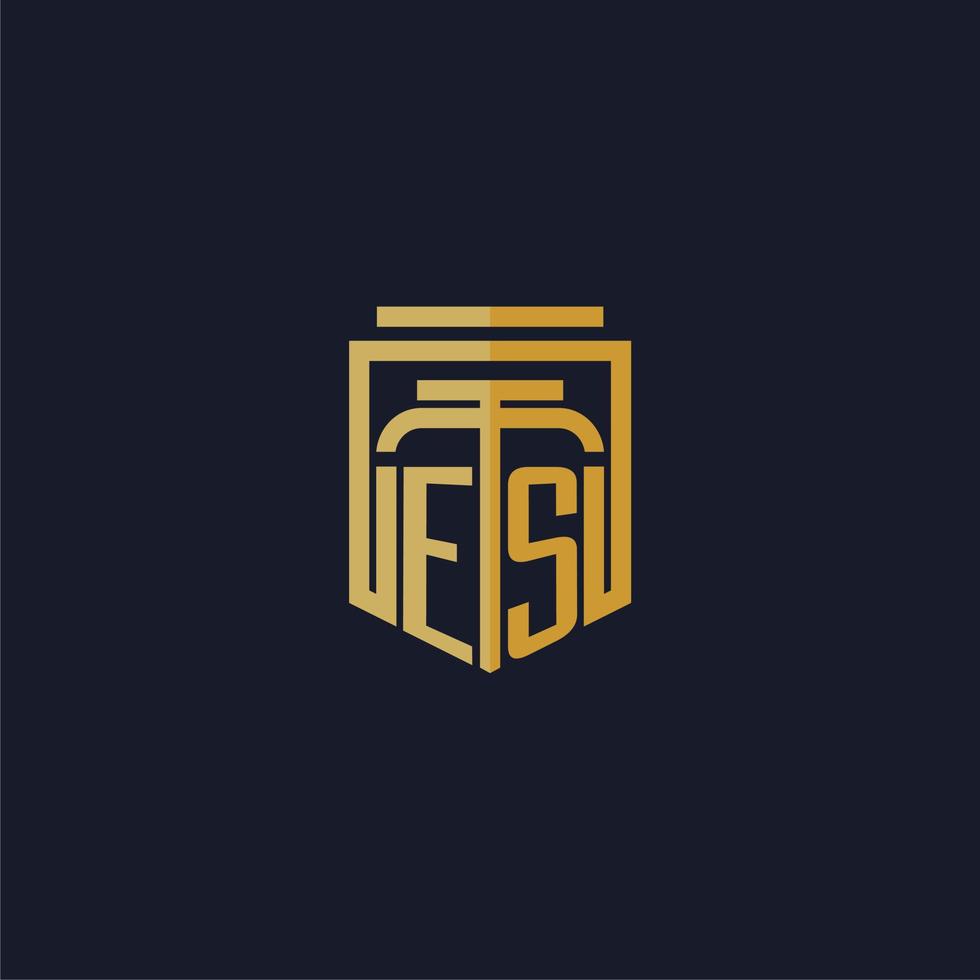 es Anfangsmonogramm-Logo elegant mit Schild-Stil-Design für Fototapete Anwaltskanzlei-Spiele vektor
