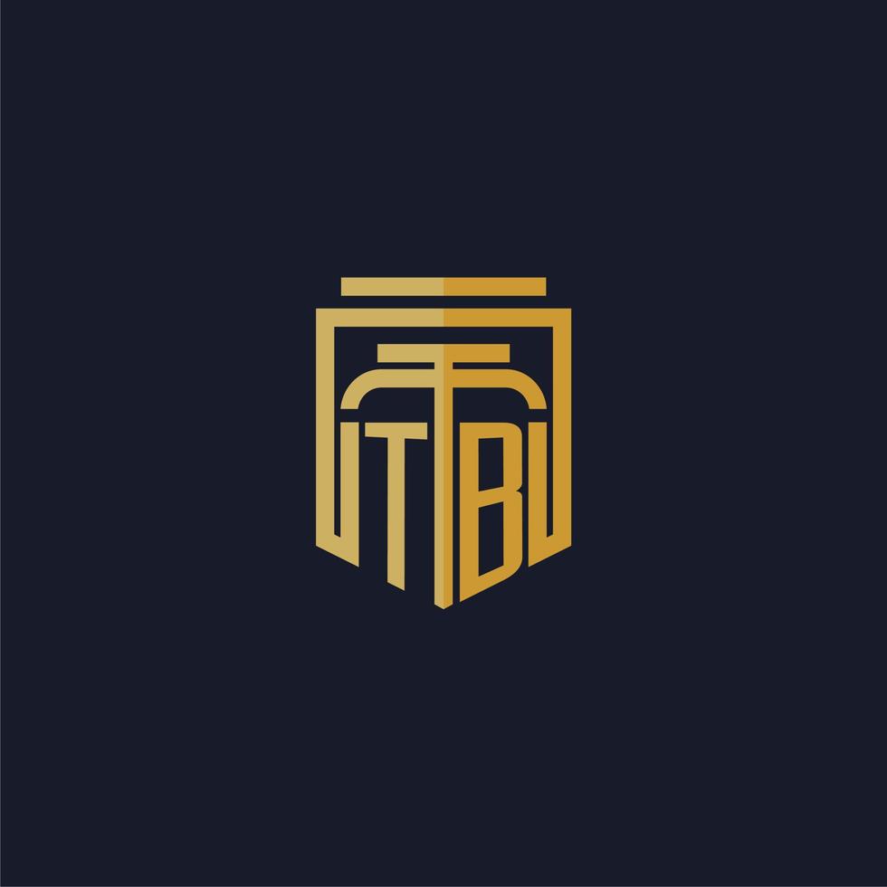 tb Anfangsmonogramm-Logo elegant mit Schild-Stil-Design für Fototapete Anwaltskanzlei-Spiele vektor