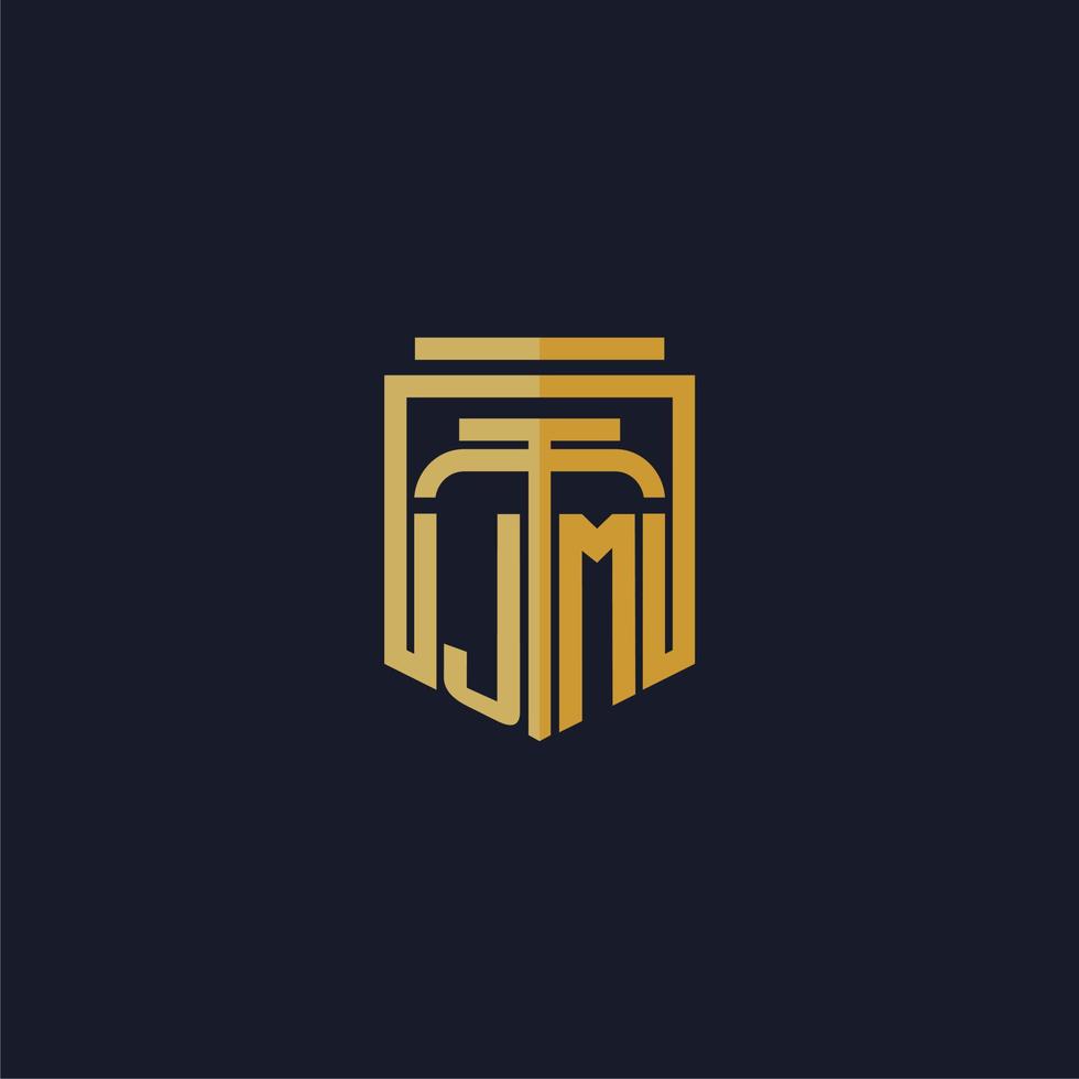 jm Anfangsmonogramm-Logo elegant mit Schild-Stil-Design für Fototapete Anwaltskanzlei-Spiele vektor