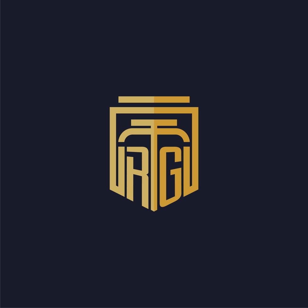 rg Anfangsmonogramm-Logo elegant mit Schild-Stil-Design für Fototapete Anwaltskanzlei-Spiele vektor