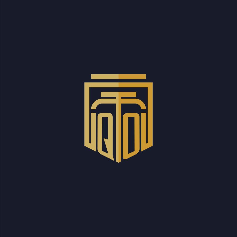 qo första monogram logotyp elegant med skydda stil design för vägg mural advokatbyrå gaming vektor