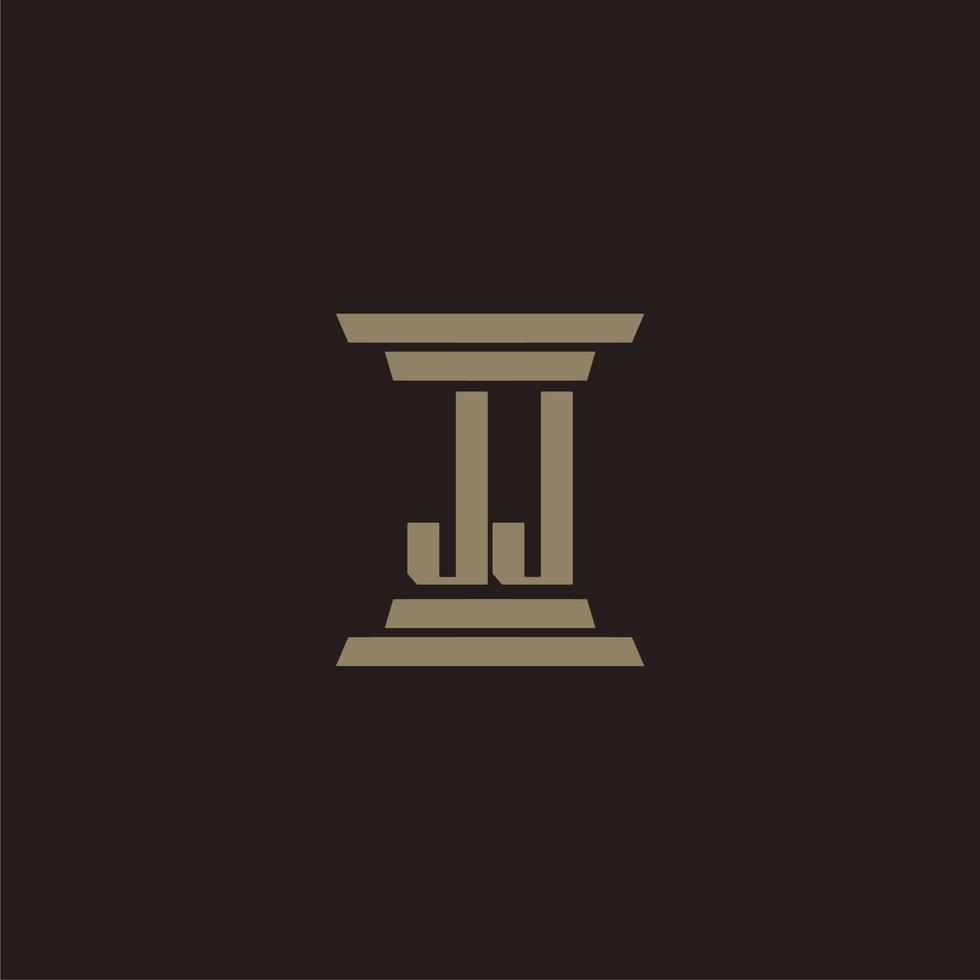 jj monogram första logotyp för advokatbyrå med pelare design vektor