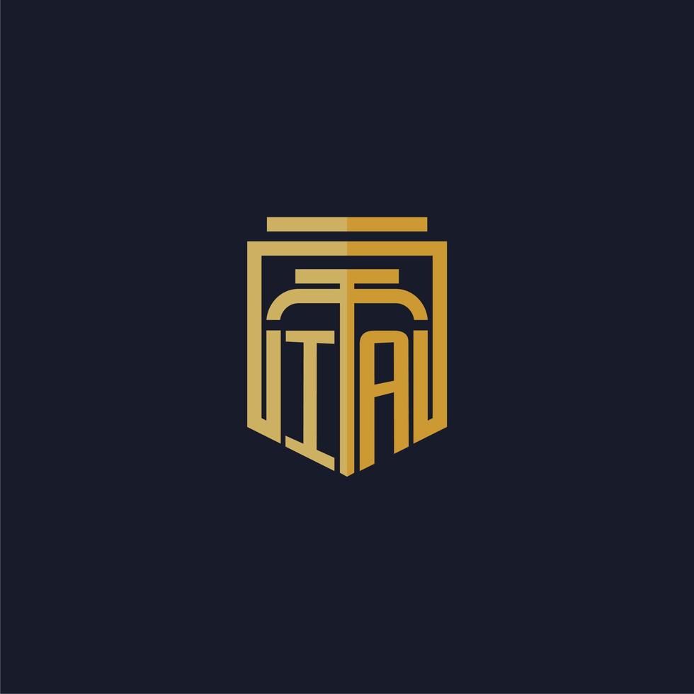 ia anfängliches Monogramm-Logo elegant mit Schild-Stil-Design für Fototapete Anwaltskanzlei-Spiele vektor